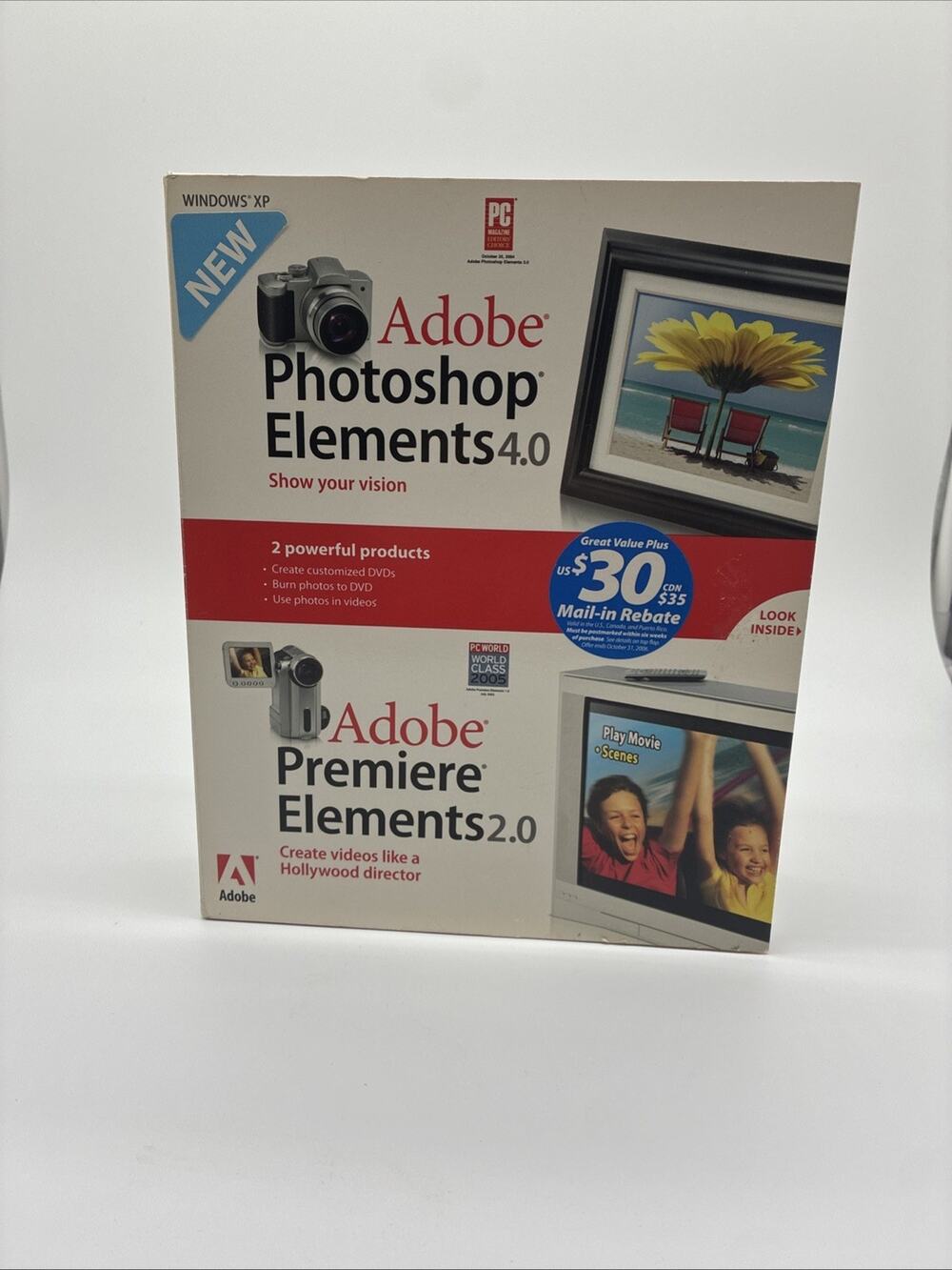 Adobe Photoshop Elements 4.0 & Premiere Elements 2.0 Vintage NEW SEALED 2005